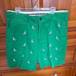 Polo Ralph Lauren Green Shorts with Embroidered Sailboats